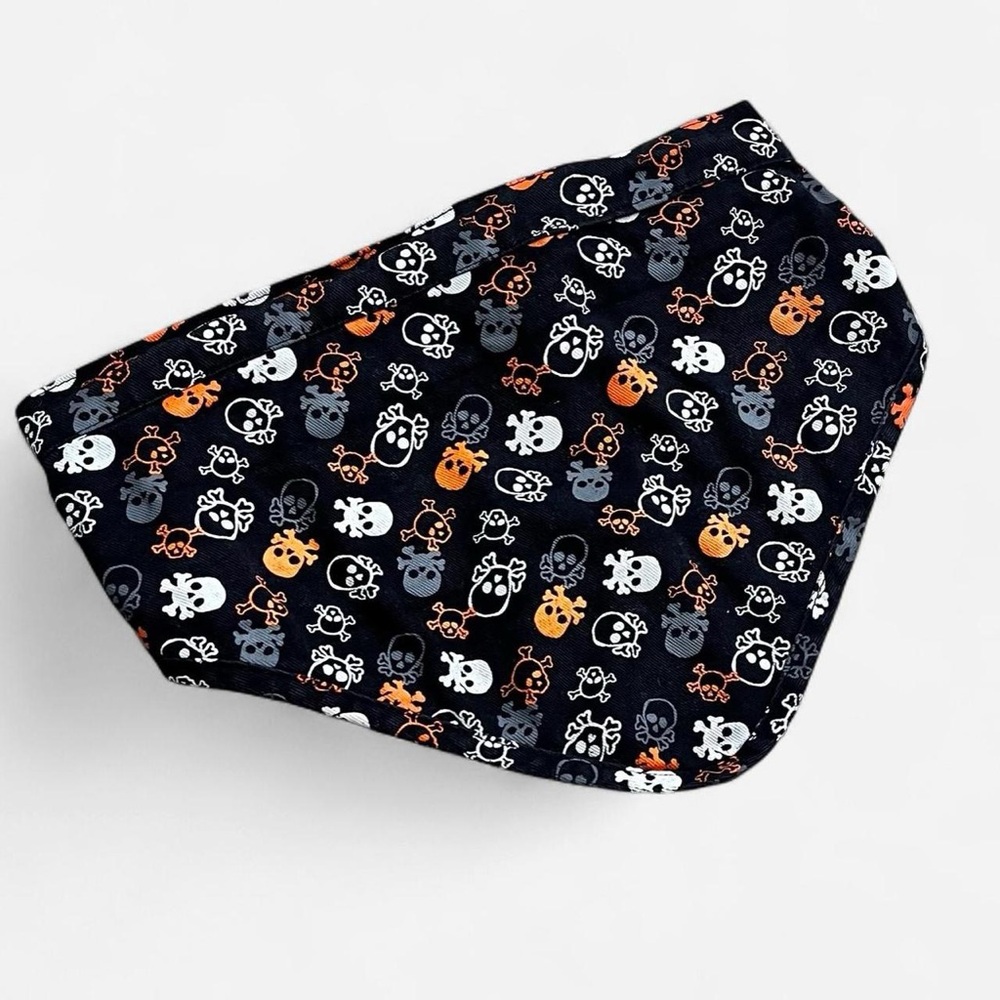 Petco Medium Large Black Orange White Skulls Halloween Dog Scarf Bandana